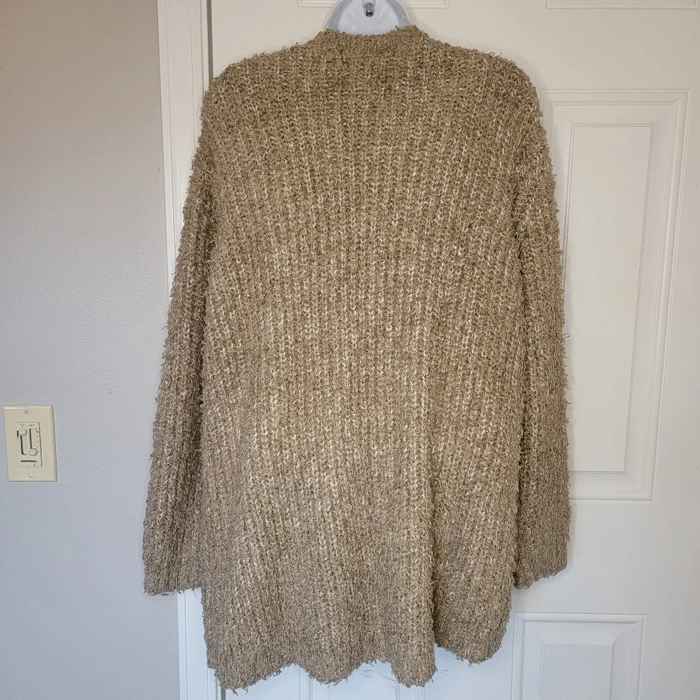 Kensie Soft Fuzzy Tan Open Front Cardigan Sweater… - image 4